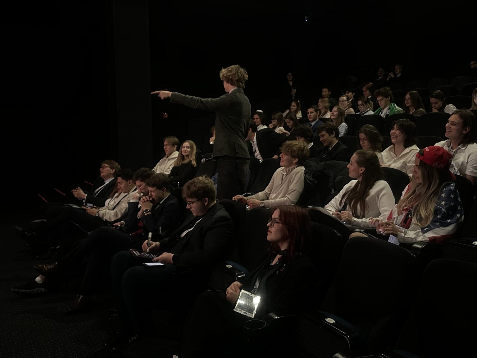 A delegate speaking from the audience at IASMUN 2025