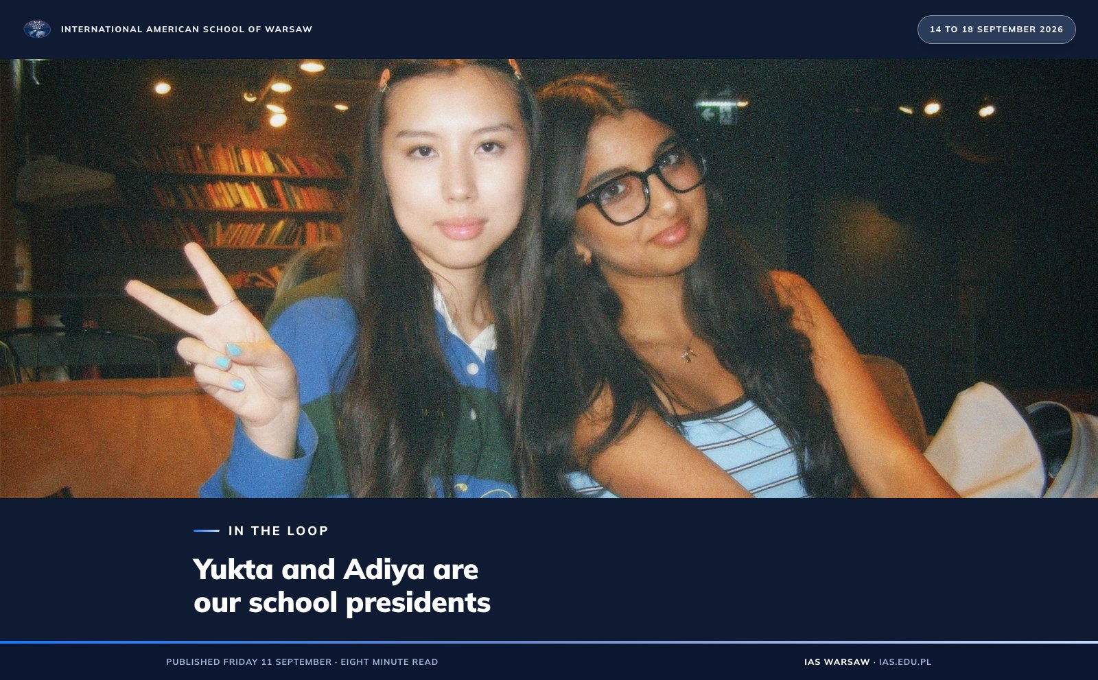 In The Loop, 14 to 18 September 2026: our school presidents and after-school clubs